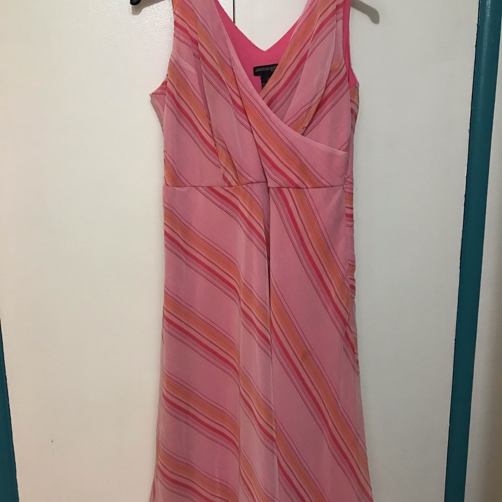 Pink striped detail dress